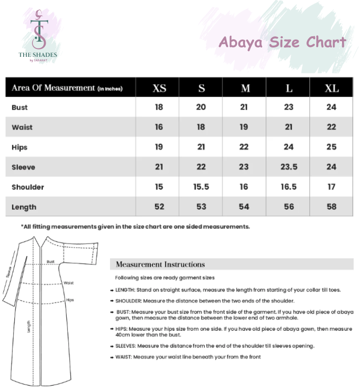 abaya-size-chart